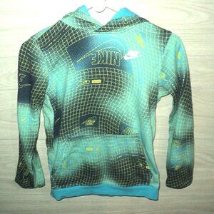 Nike Hoodie Boy's Size Large Teal Blue, Navy, Lime Green Pixelated Pullover